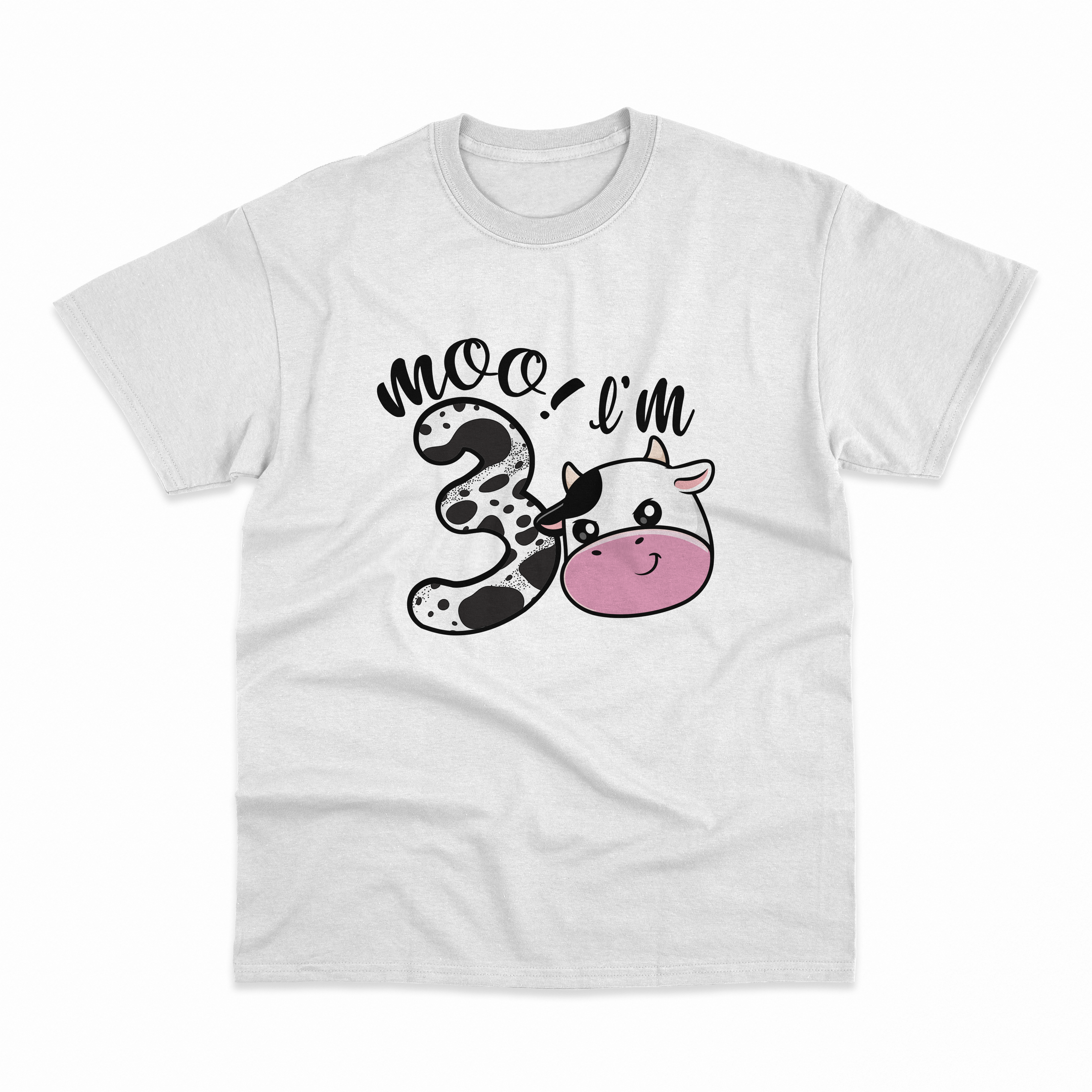 Kids Customized Birthday T-Shirt - MOO I'M 3