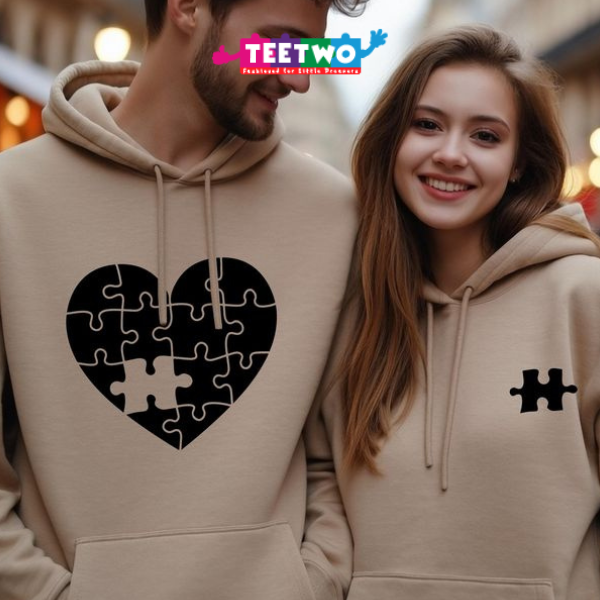 Couple Puzzle Piece Paar Hoodie