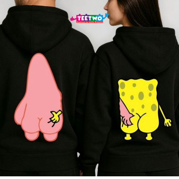 Funny Sponge BoB & Patrick Couple Hoodie