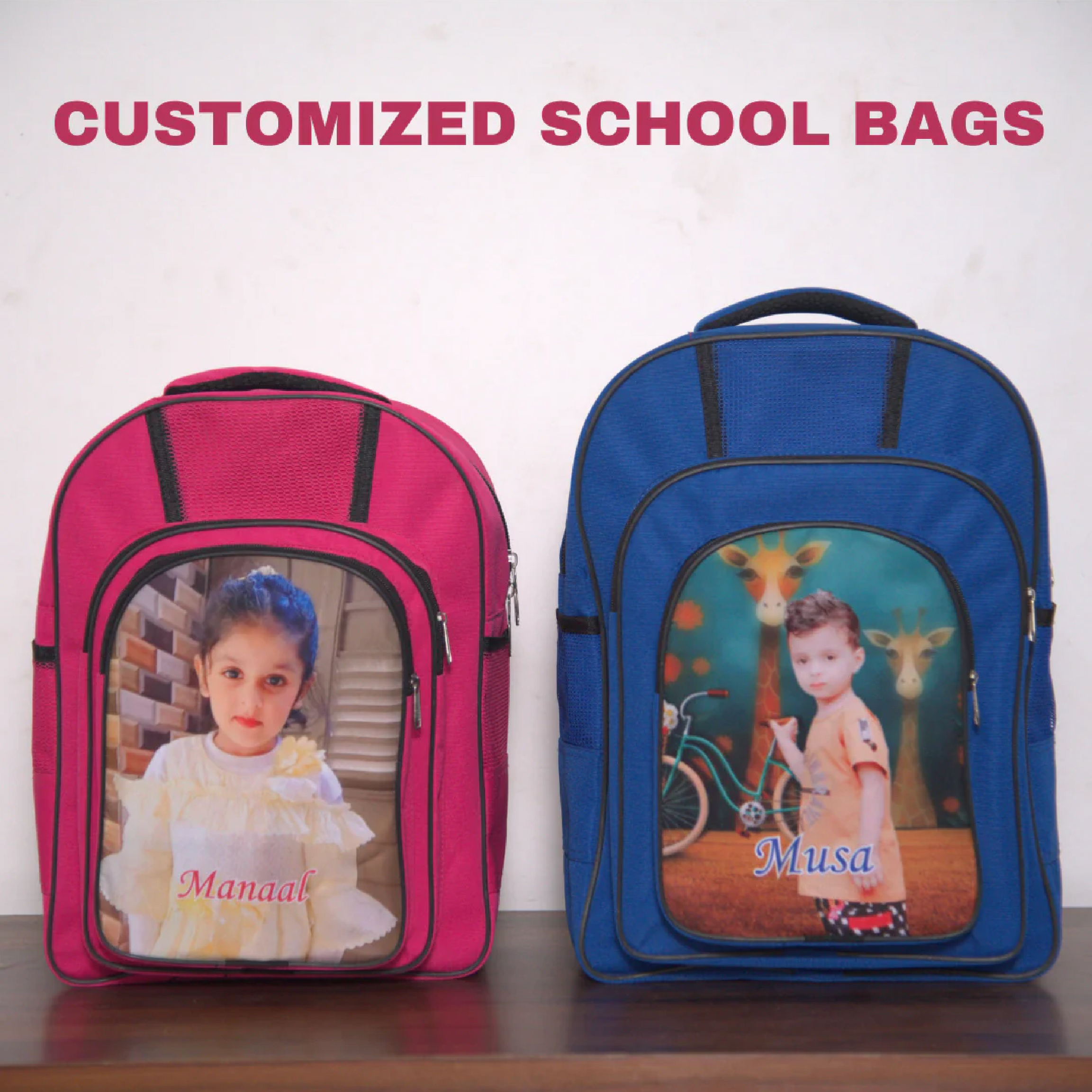 Customized Blue School Bag with Picture or Name