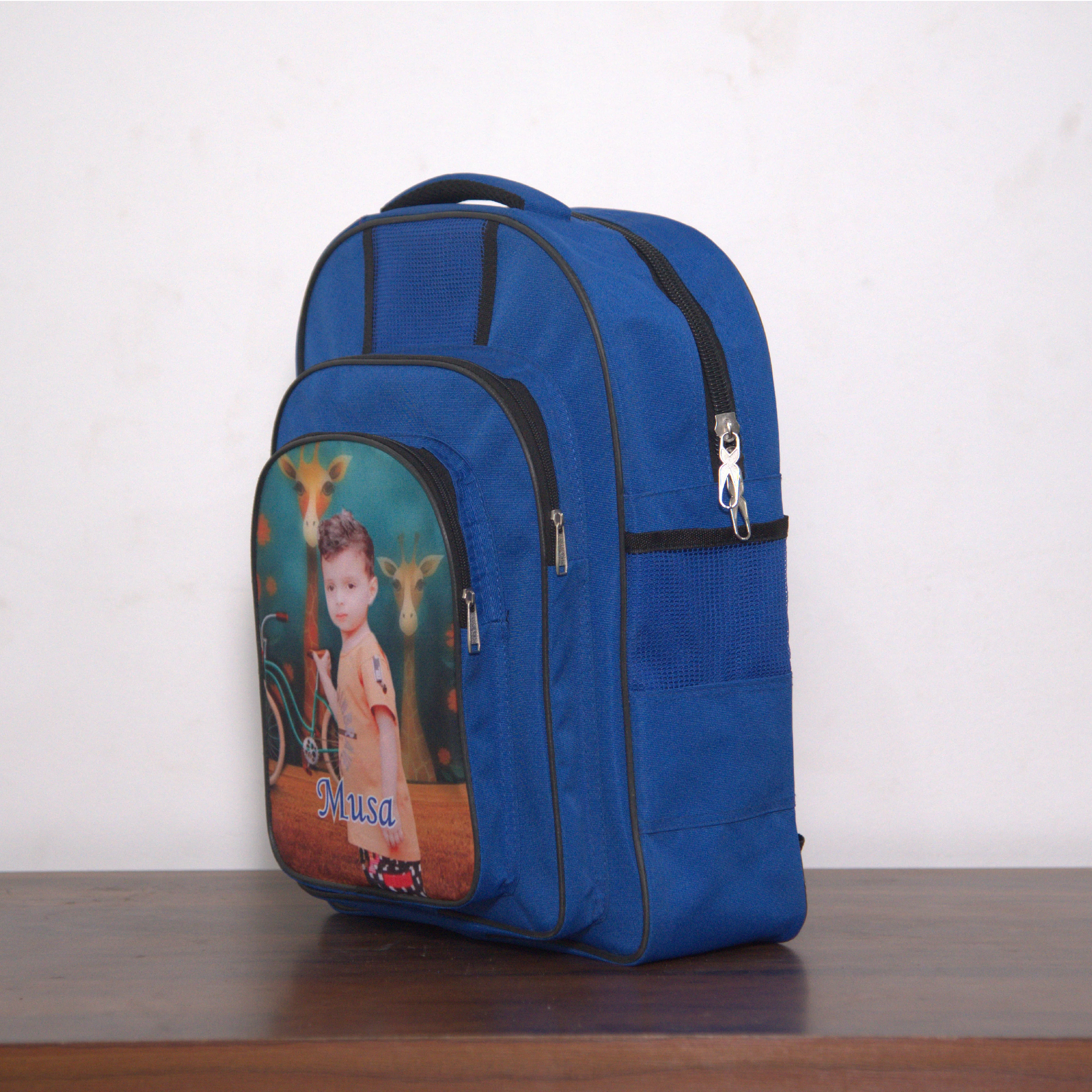 Customized Blue School Bag with Picture or Name