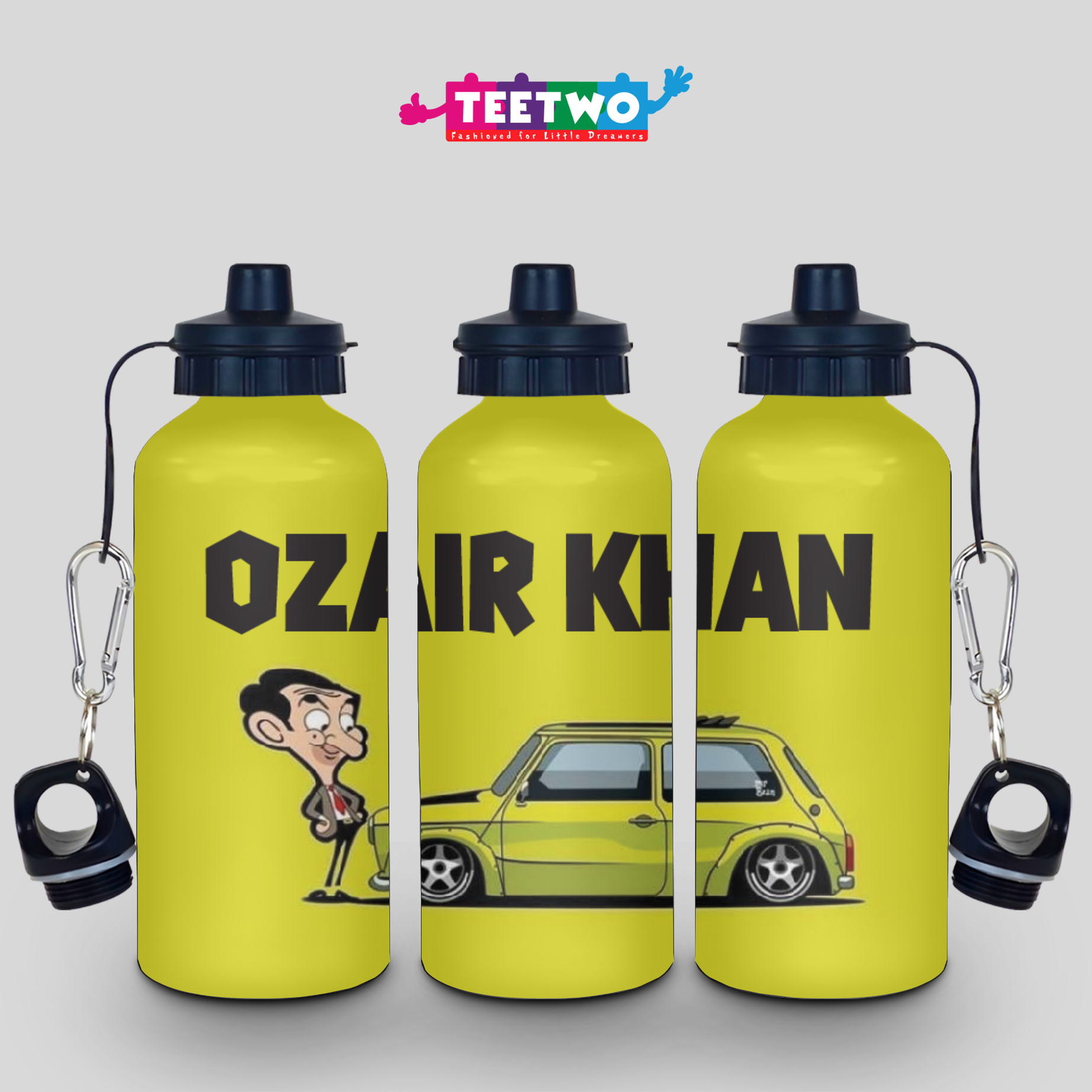 Mr Bean Kids Custom Name Water Bottle