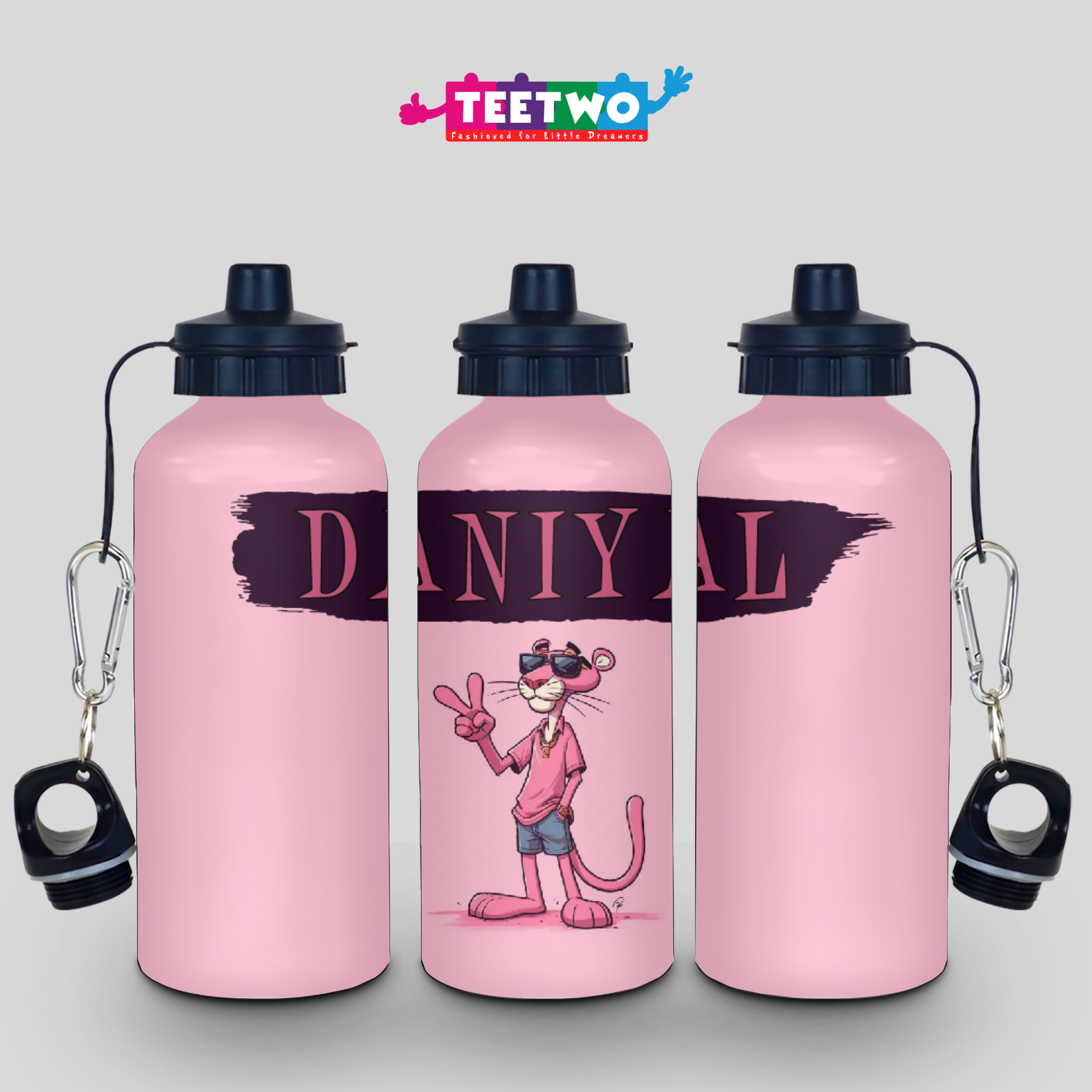 Customized Pink Panther Water Bottle for Kids