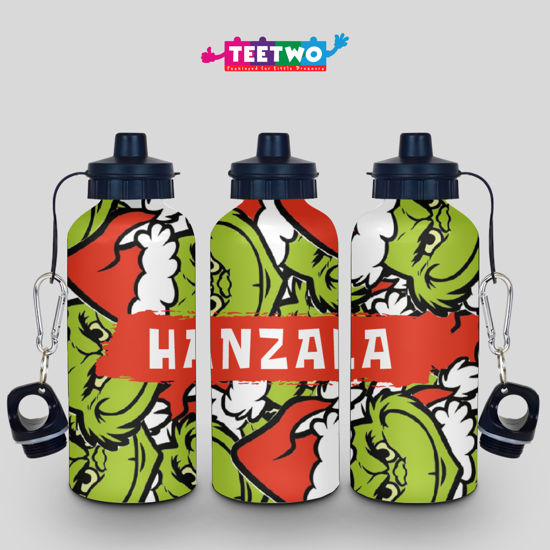Personalized Kids Grinch Water Bottle