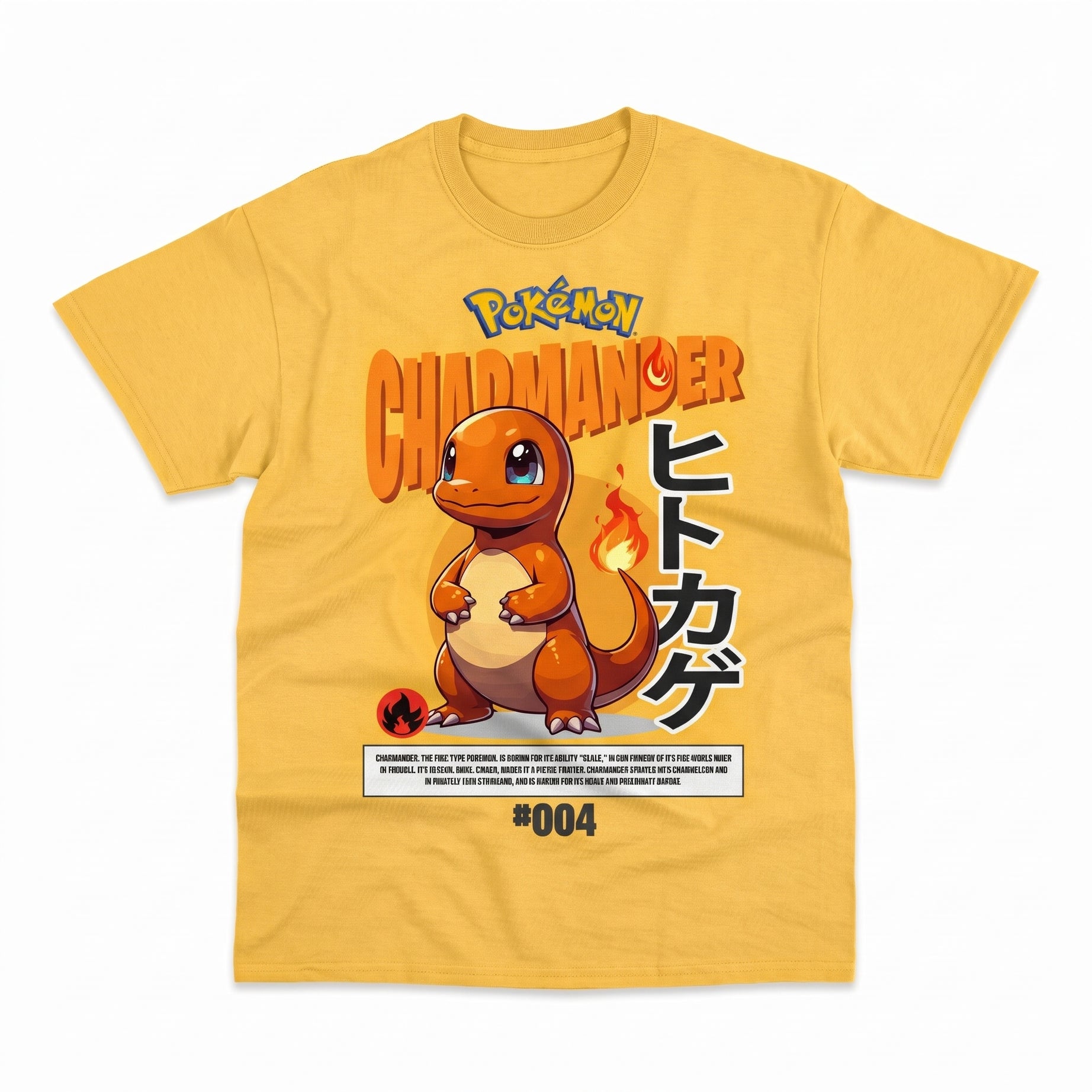 Vintage Charmander Graphic T Shirt Retro Anime Kanji Streetwear