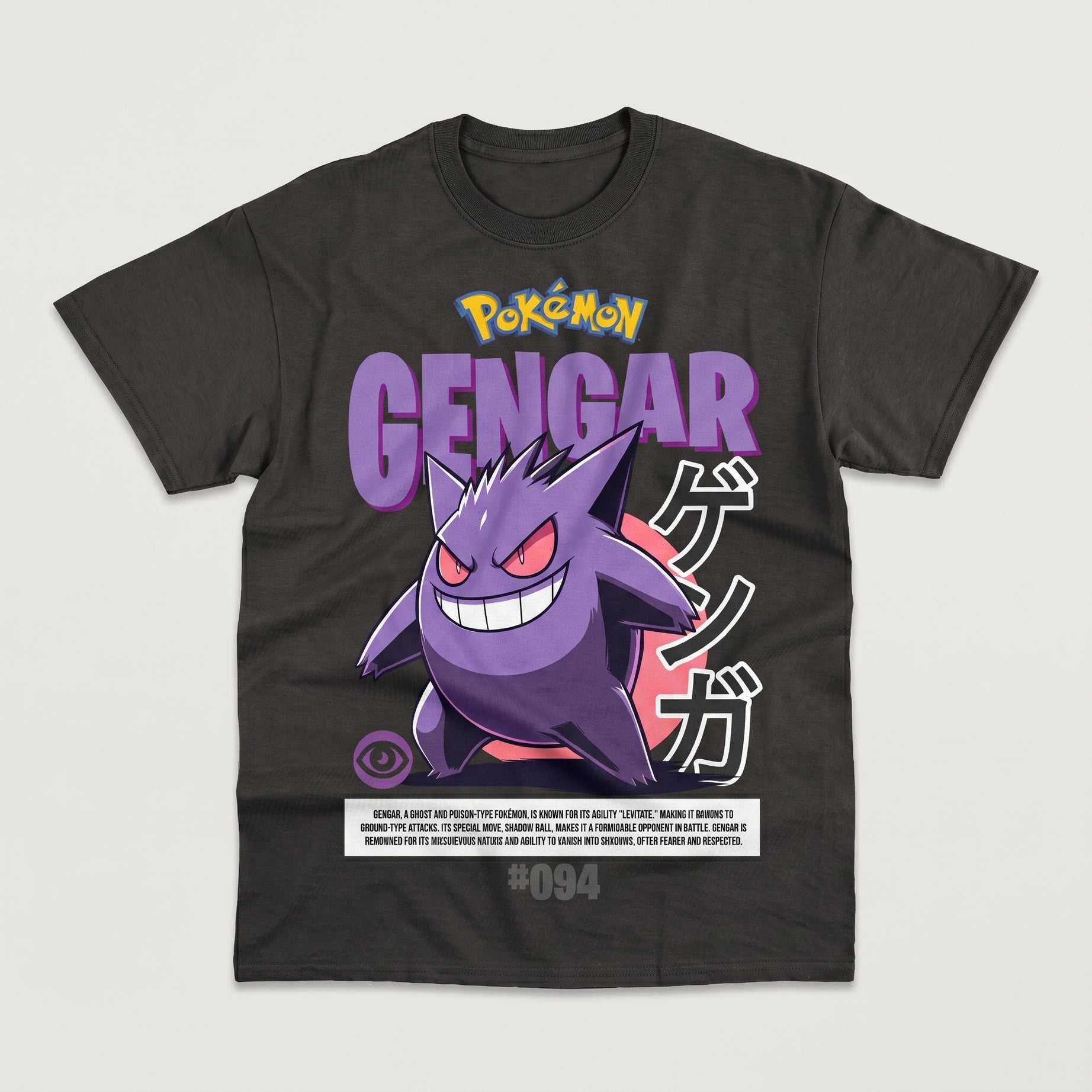 Pokémon Gengar T-Shirt  – Retro Anime Ghost Graphic Tee