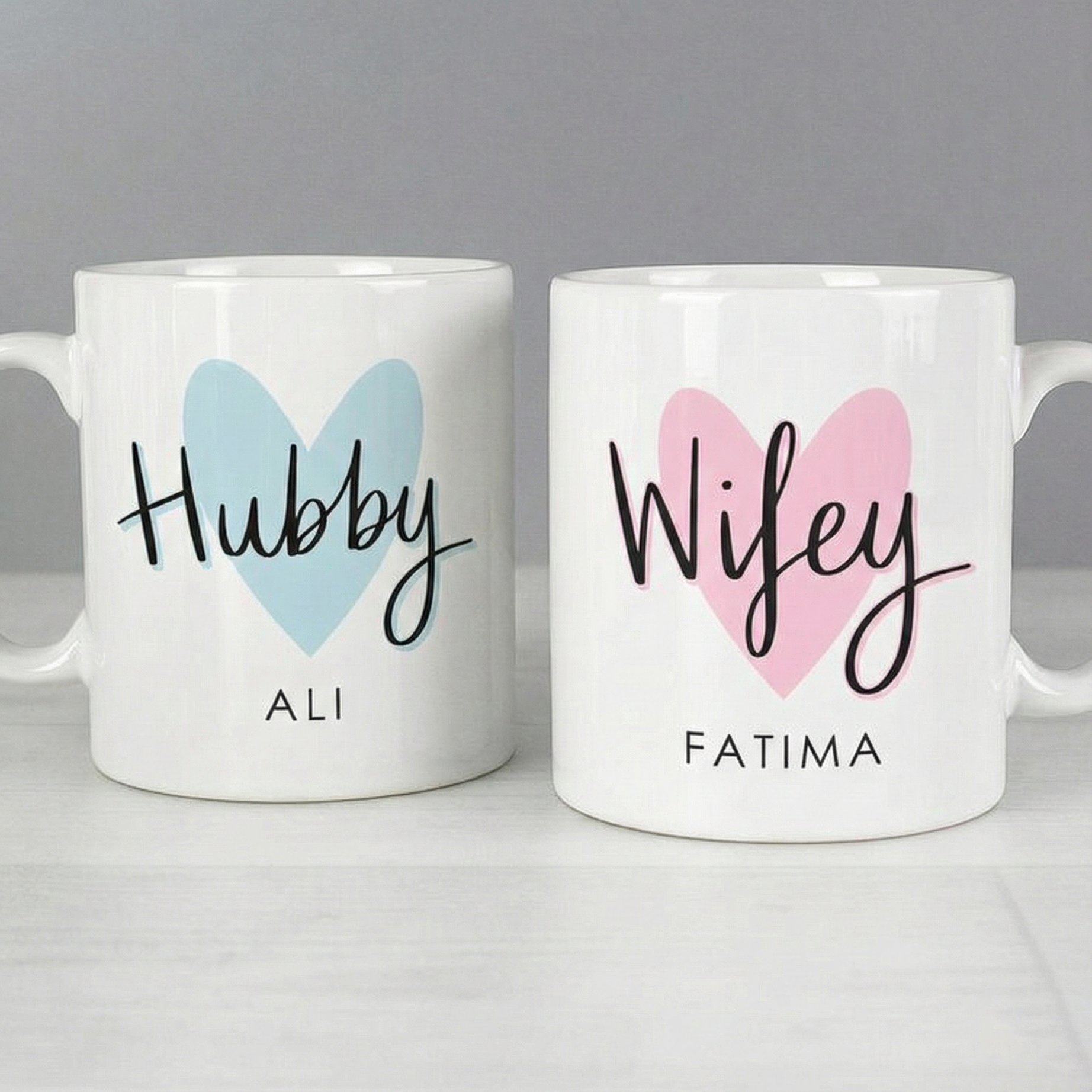 Personalised Hubby And Wifey Ceramic Mug Set