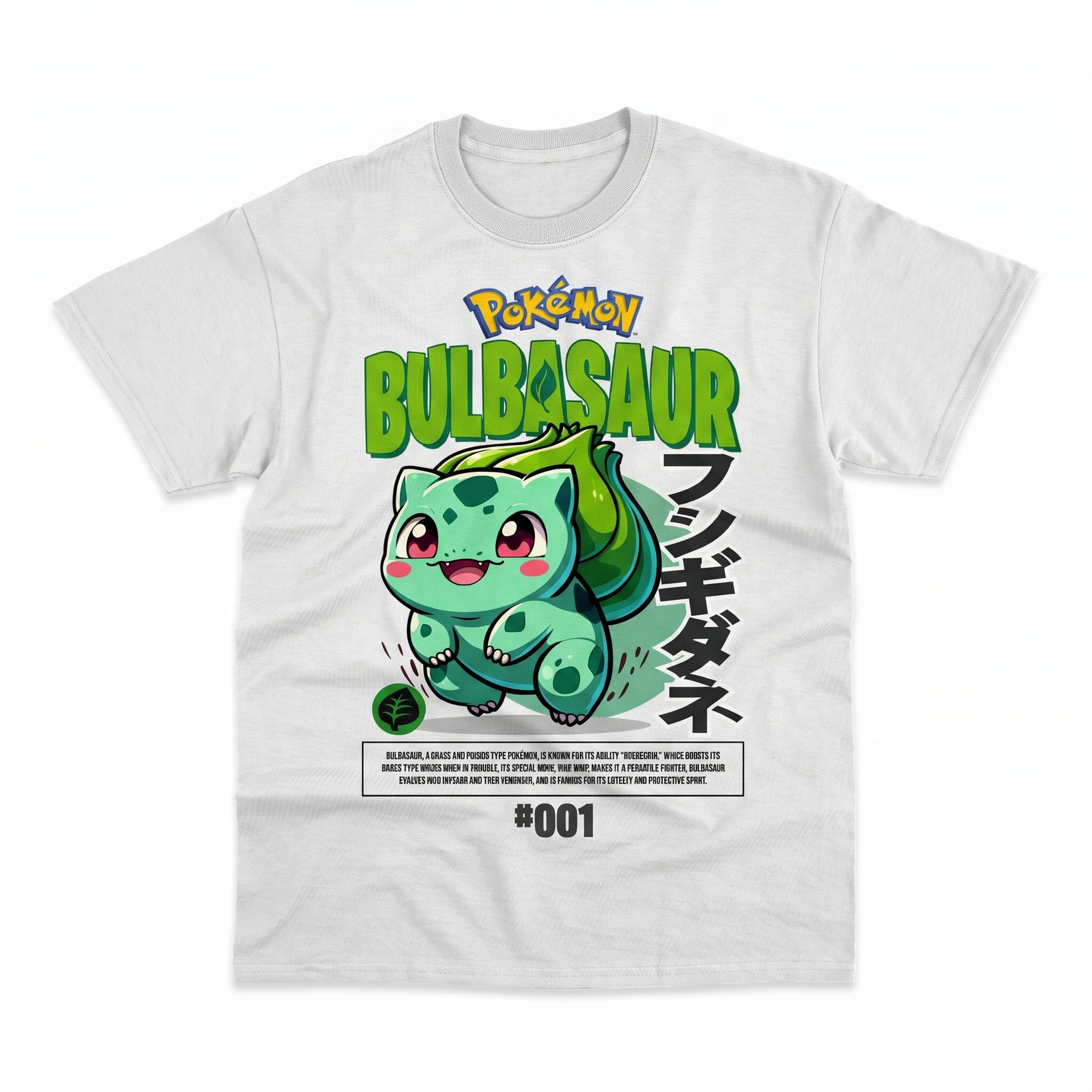 Vintage Bulbasaur Graphic T-Shirt | Retro Anime & Kanji Streetwear