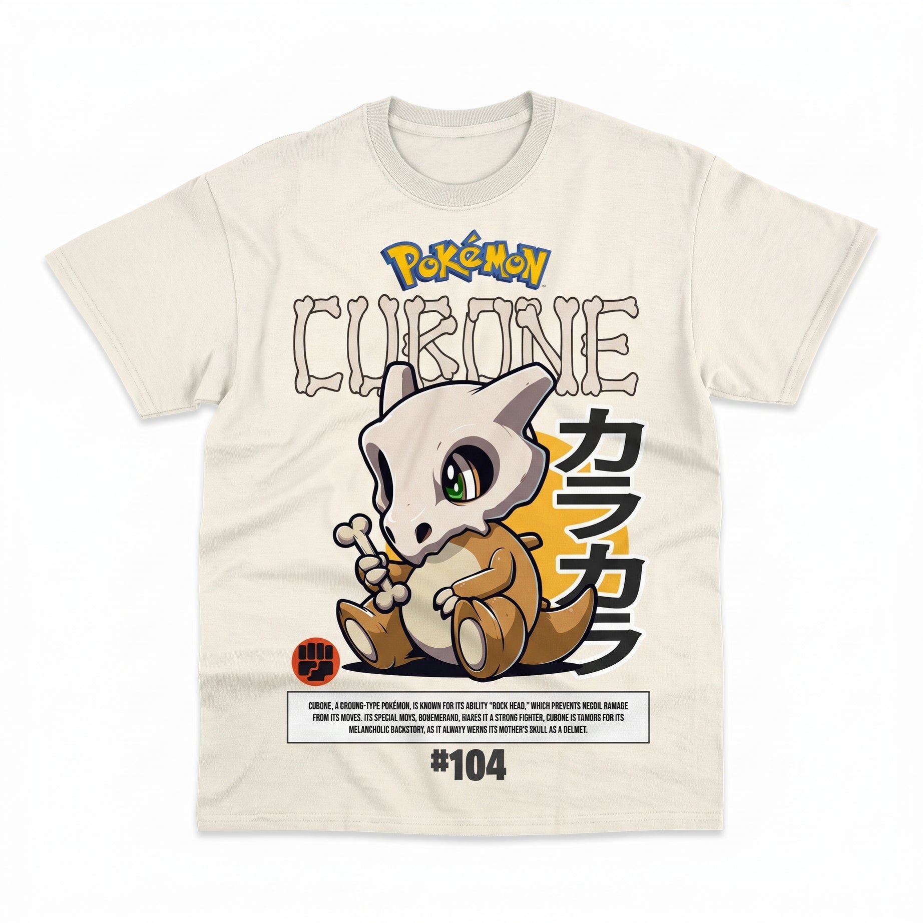 Vintage Cubone Graphic T Shirt Retro Anime Kanji Streetwear