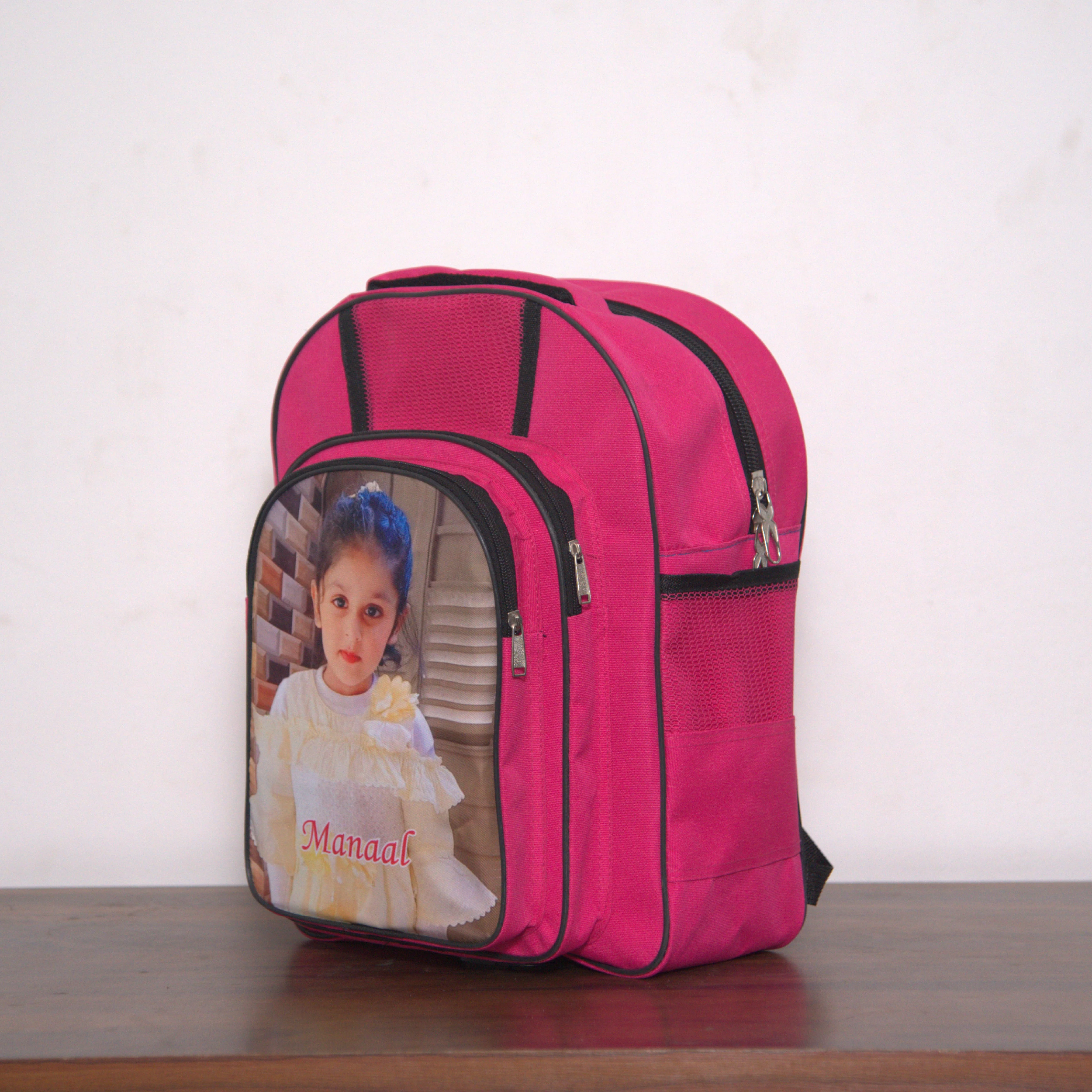 Customized Pink School Bag with Picture or Name