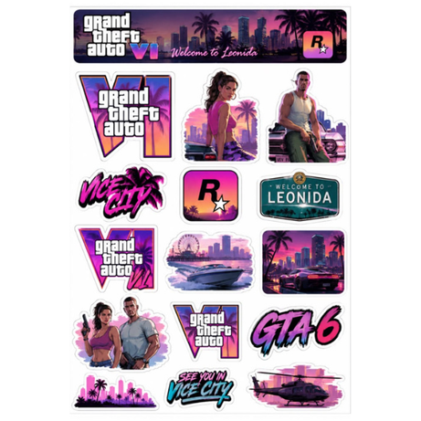 GTA 6 Stickers Pack – Grand Theft Auto Gaming Stickers